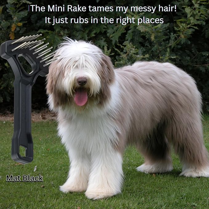 Mini-Rake V-Shape Double Row 1" Rotating Teeth Detangles and Grooms Dogs and Cats