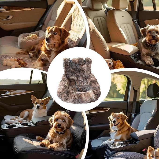 Car Seat Dog,Soft Dog Car Seat Boosters | Travel Bed Non-Slip Pet Cushion for Small Medium Large Puppy Kitten Vehicle Adventures Camping Road Trip Truck Vet Visit