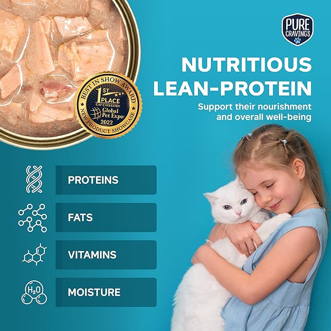 Pure Cravings Salmon and Mackerel Pate, Canned Wet Cat Food, 100% Mercury-Tested, Moist Can Fish, Grain-Free Protein, Non-GMO, 12 Pack