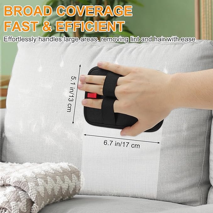 Pet Hair Remover, Electrostatical Cat & Dog Hair Removal Gloves, Reusable Pet Grooming Gloves for Furniture, Fur Removal Tool, Black