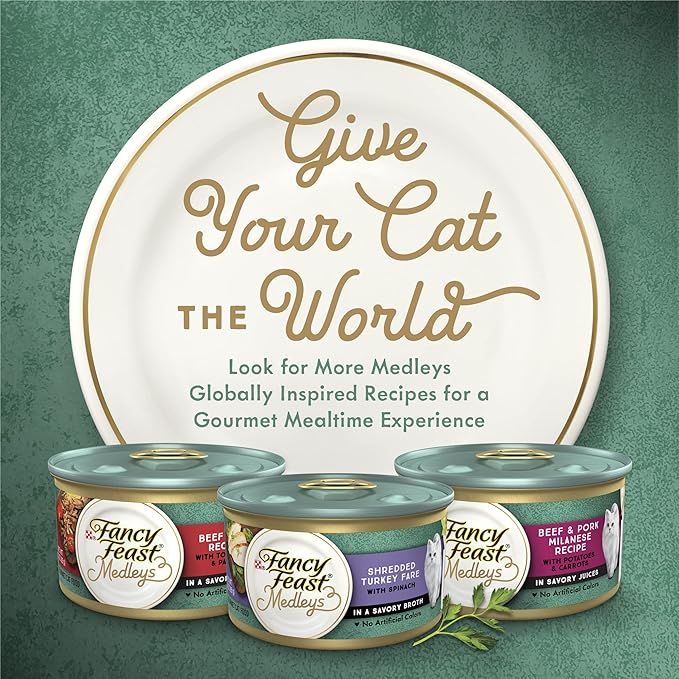 Purina Fancy Feast Medleys Tender Turkey Tuscany with Long Grain Rice and Spinach in a Savory Sauce - 3 oz. Can - (Pack of 24) 3 oz. Cans