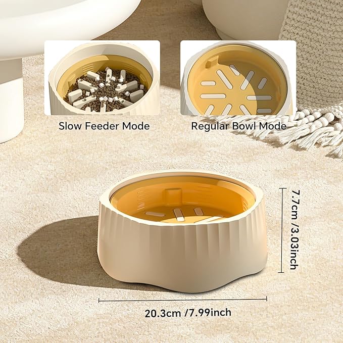 White Dual-Purpose Slow Food Bowl, Fast/Slow Food can be Freely Switched to Adapt to Different pet Eating Habits, Cross-Border pet Supplies