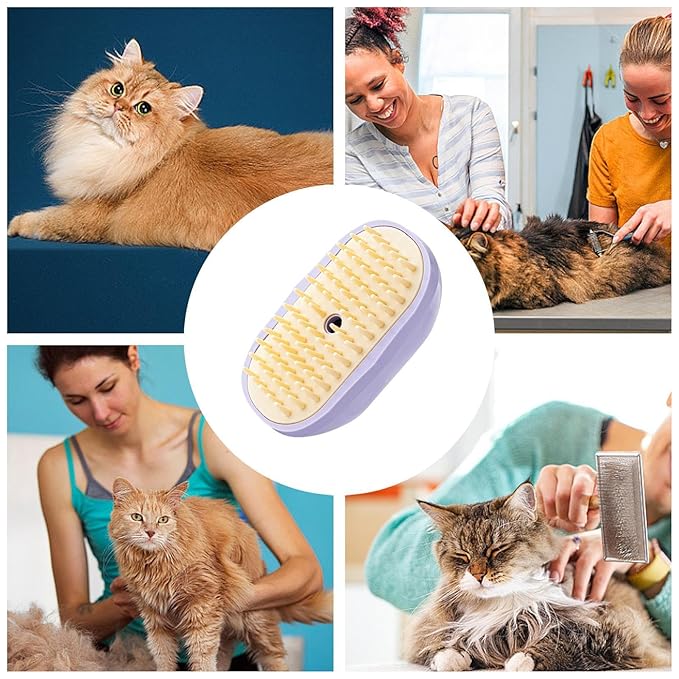 Pet Steamy Brush, Type C Rechargeable Pet Grooming Comb, Electric Massage Cat Dog Hair Care Tool, Portable Pets Cleaning Brush Accessory, for Small Medium Large Kitten Puppy Home Use
