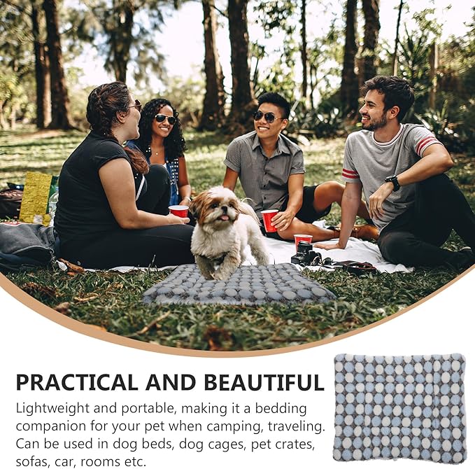 ABOOFAN 2pcs Pet Sleeping Mats Warm Floor Throw Mats Blue Polka Dot Soft Sofa Cushion Pads for Dogs and Cats Autumn Winter Pet Supplies