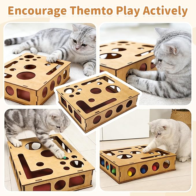 Cat Nail File Scratch Enrichment Box, Cat Scratch Puzzle Enrichment Box, Stress Free Alternative to Clippers and Grinders,Sandpaper Inside for Indoor Cats Scratching