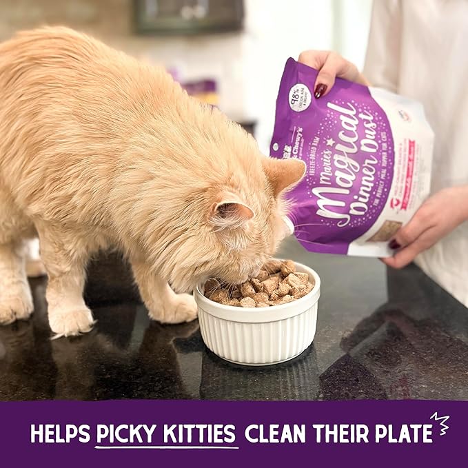 Stella & Chewy's Freeze-Dried Raw Cat & Kitten Food Topper - Magical Dinner Dust - Premium Wild-Caught Salmon & Cage-Free Chicken - Grain-Free, Protein-Rich - Perfect For Picky Eaters - 7 oz