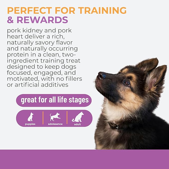 Momentum Carnivore Nutrition Freeze-Dried Pork Training Bites – Two Ingredients-Pork Kidney and Heart, Grain-Free, All-Natural Dog Treats –Made in USA – Perfect for Training & Rewards- 2.5 oz Bag