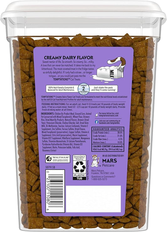 Temptations Cat Treats, Classic Crunchy and Soft Cat Treats, Creamy Dairy Flavor, 16 oz. Tub