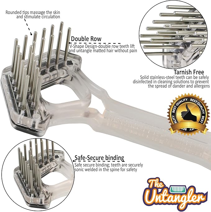 Mini-Rake V-Shaped with 1" Double-Row Rotating Teeth (Aqua-Blue/Black Top)