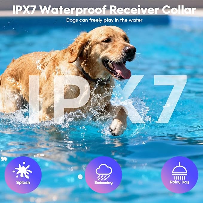 Wireless Dog Fence System for 2 Dogs with Lighting, Adjustable 5 in 1 Electric Fence with Remote, 8 Adjustable Range, 3 Training Mode, Waterproof Training Collar Rechargeable