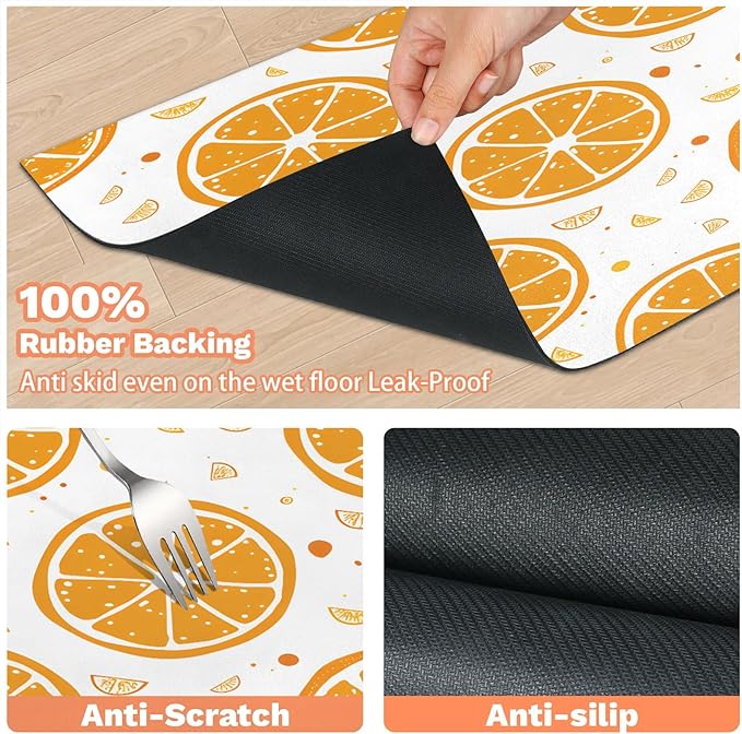 Summer Lemon Dog Food Mat for Floors Absorbent Dog Bowl Mat for Food and Water Dispenser Quick Dry Cat Food Placemat Pet Supplies 16" x 24", Watercolor Fruit
