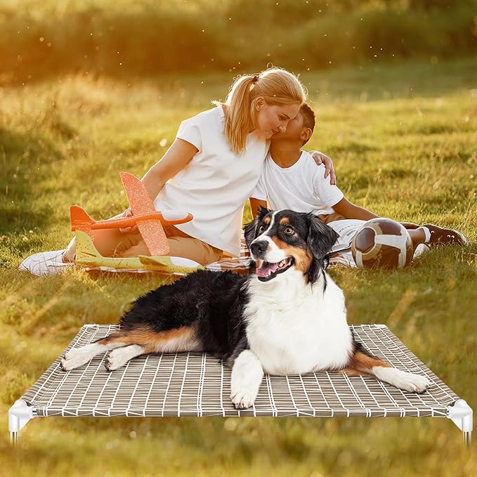 Elevated Dog Bed - Raised Pet Cot for Large Dogs, Portable Indoor & Outdoor Dog cot Bed, Soft and Comfortable, Pet Bed for Camping or Beach, XL