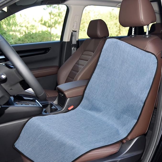 LIOOBO Waterproof Car Seat Cover for Dogs, Car Protector for Pets, Non-Slip Front and Back Seat Pad, Scratch-Resistant Automotive Pet Supply in Light Blue for Travel