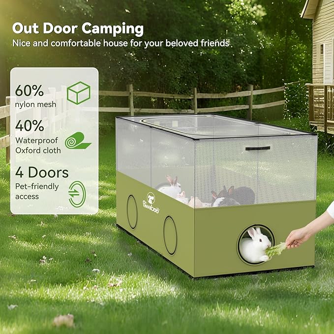 Pawaboo Small Animal Playpen, Pet Cage Tent with Breathable Mesh Wall and Bottom, Foldable Small Pet Enclosure for Puppy Kitten Rabbit Chicken Hamster Guinea Pig Indoor Outdoor Fence, Green