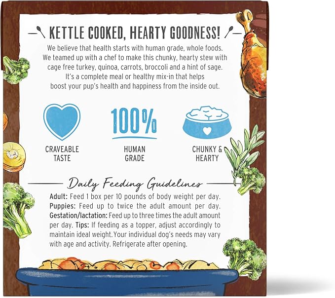 The Honest Kitchen Human Grade Wet Dog Food - One Pot Turkey Stews,10.5 Oz(Pack of 6)