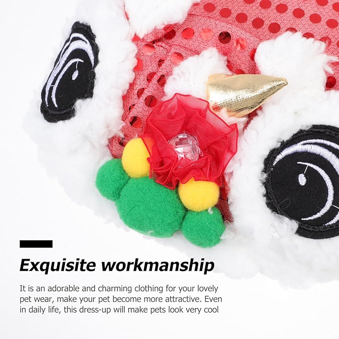 Lion Dance Dog Costume Pet Apparel Bright XL, Festive New Year Dog Outfit, Cute Pet Supply for Photography and Holiday Celebration