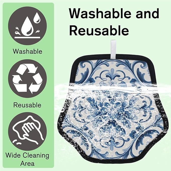 Reusable Pet Hair Removal Glove Floral Themed Magic Brush for Cat & Dog Hair Remover for Car, Sofa, Bedding, Clothes - 9x9 Mitt Washable