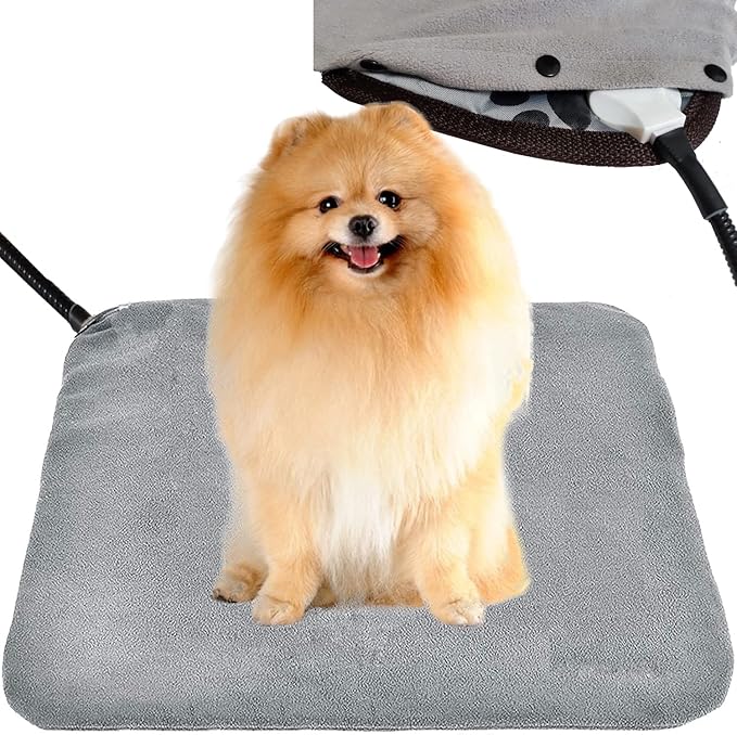 Pet Heating Pad for Small Dog & Cat - Soft Washable Cover, Electric, Water & Chew Resistant Cord