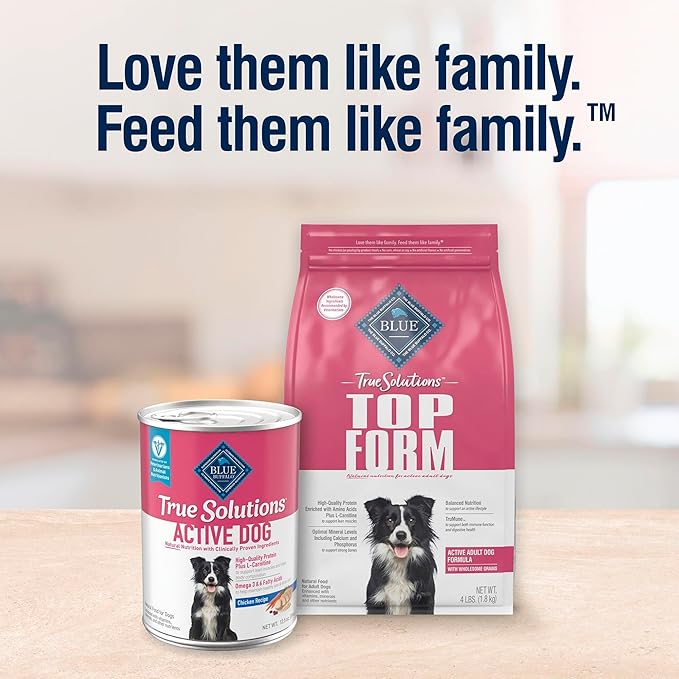Blue Buffalo True Solutions Active Dog Wet Dog Food for Active Adult Dogs, Made with Natural Ingredients, Chicken, 12.5-oz. Cans (12 Count)