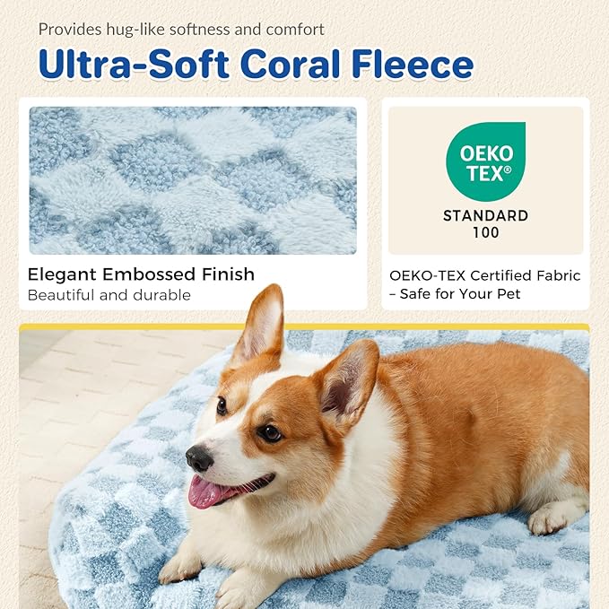 Large Dog Bed Sofa, Fluffy Pet Bed for Medium and Large Dogs, Supportive Dog Couch Sofa for Dogs, Pet Sofas with Washable Cover & Non-Slip, 38 inch, Blue