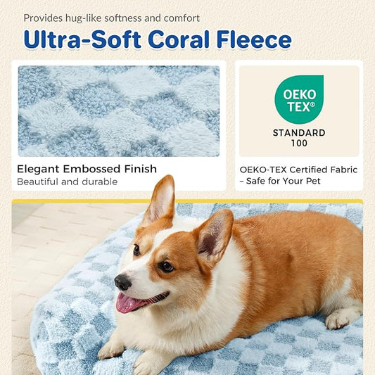 Large Dog Bed Sofa, Fluffy Pet Bed for Medium and Large Dogs, Supportive Dog Couch Sofa for Dogs, Pet Sofas with Washable Cover & Non-Slip, 38 inch, Blue