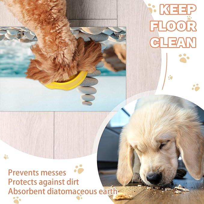 Stone Dog Food Mat for Floors Absorbent, Quick Dry Water Dispenser Mat for Food, Water, Pet Supplies 24" x 32", Beach Ocean