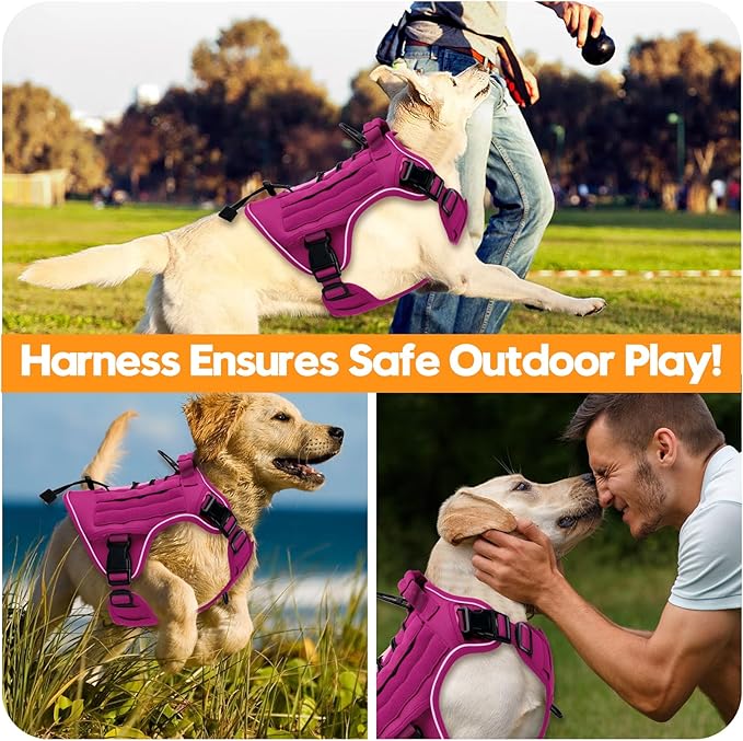 Bruvoalon Heavy-Duty Tactical Dog Harness for Large Dogs, No Pull Adjustable Reflective K9 Vest with Molle System, 12 Colors & 4 Sizes, Military-Grade Control for Training, Outdoor & 10+ Breeds