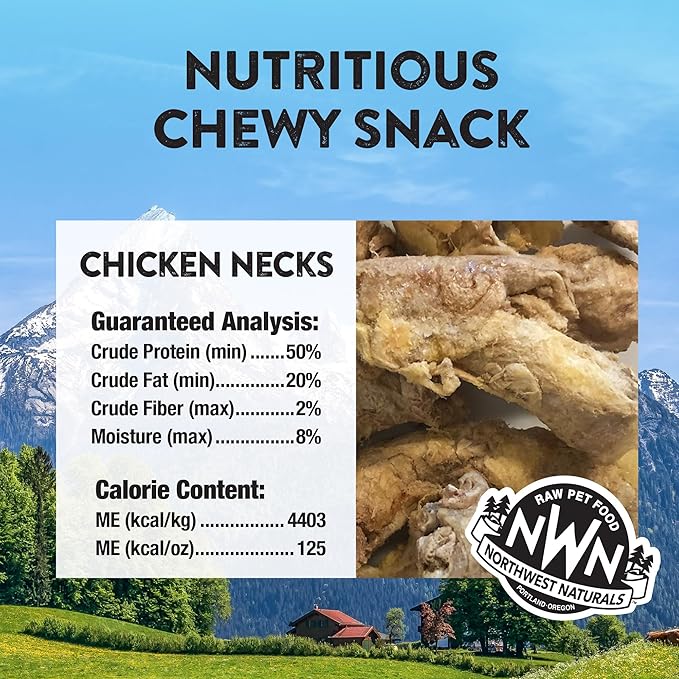 Northwest Naturals Raw Rewards Freeze-Dried Chicken Neck Treats for Dogs and Cats - Whole Neck - Healthy, 1 Ingredient, Human Grade Ingredients, All Natural, Proudly Made in USA, 4 Oz