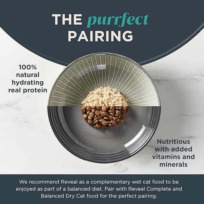 Reveal Natural Wet Cat Food, Limited and Natural Ingredients, Grain Free, High Protein with No Artificial Additives, Tuna Fillet with Shrimp in Broth (18 x 2.12 oz Easy Peel Pots)