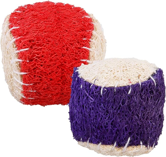 2pcs Natural Loofah Pet Chew Tennis Balls for Dogs Sturdy Puppy Training Supplies Interactive Outdoor Play Random Color