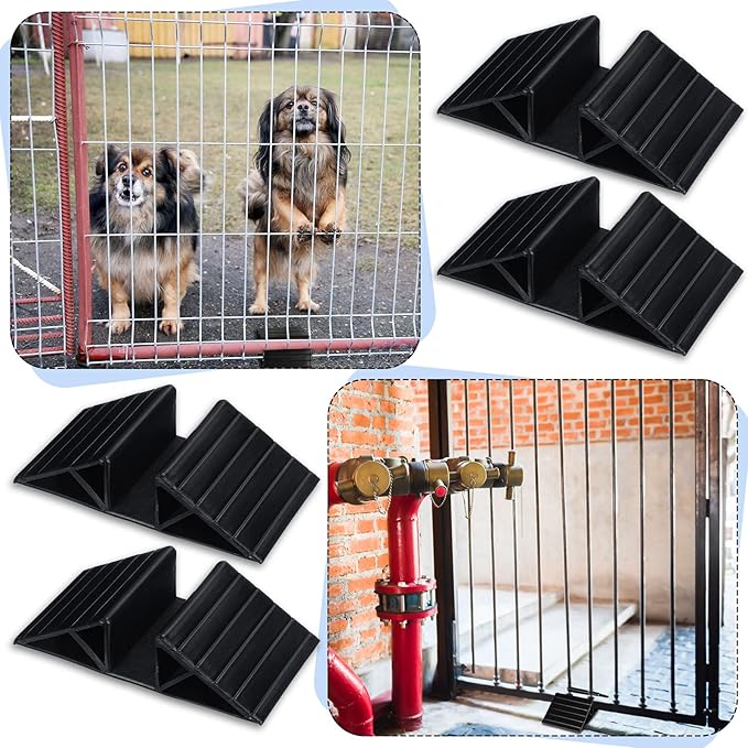 Geelin 6 Pcs Pet Gate Support Feet Freestanding Dog Gates Stabilizer Feet Plastic Triangle Reinforcement Fitting Dog Panel for Configurable Isolation Fence Free Standing Pet Gate Fence, Black