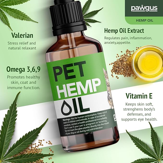 Hemp Оil for Dogs Cats%100 Organic Advanced Calming Supplement, Helps Pets with Аnxiеty, Hyperactivity, Strеss, Аrthritis - Sеizures, Pain Relief - Skin Care - Storms, Fireworks - Canine