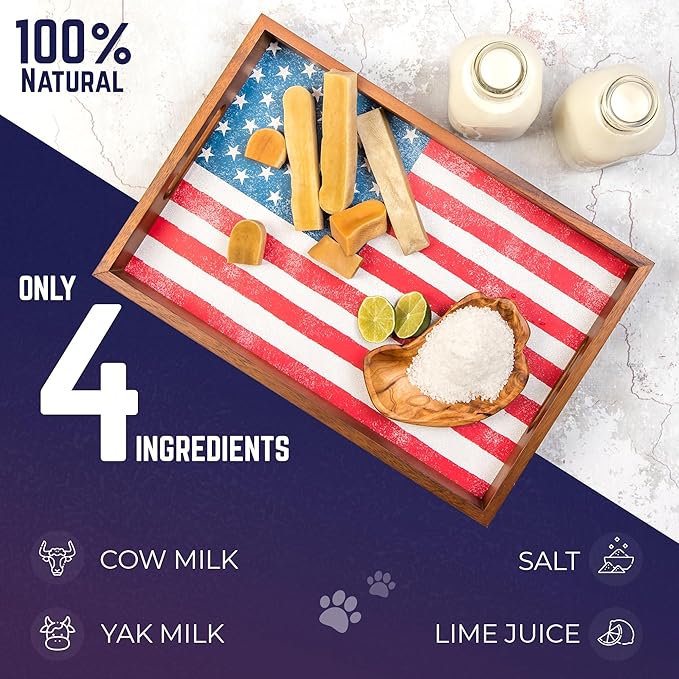 Devil Dog Pet Co. Himalayan Yak Cheese Dog Chews, Medium - 4 Pack, 100% Natural & Healthy, Lactose-Free, Long-Lasting Dog Treats, Premium Yak Milk Chew Bones for Dogs