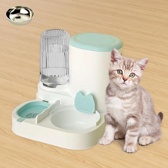 Automatic Dog Feeder and Water Dispenser Dog Bowl Household Portable Automatic Pet Feeder Food Feed for Small Dogs Kitten, Blue