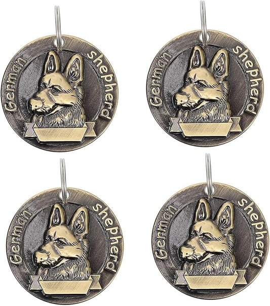 MERRYHAPY 4pcs Retro Metal Dog Collar Id Tags Vintage Alloy Name Tags for Large Shepherd Dogs Pet Supplies Sturdy Hanging Charms for Dog Collars