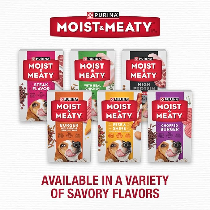 Purina Moist and Meaty Rise and Shine Awaken Bacon and Egg Flavor Soft Dog Food Pouches - 36 ct. Box