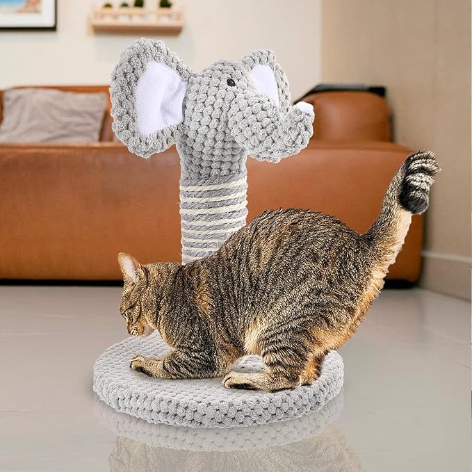 BESPORTBLE Elephant Shaped Cat Scratching Post Vertical Kitten Scratcher Wear-Resistant Floor Scratching Pole Indoor Cat Activity Tower