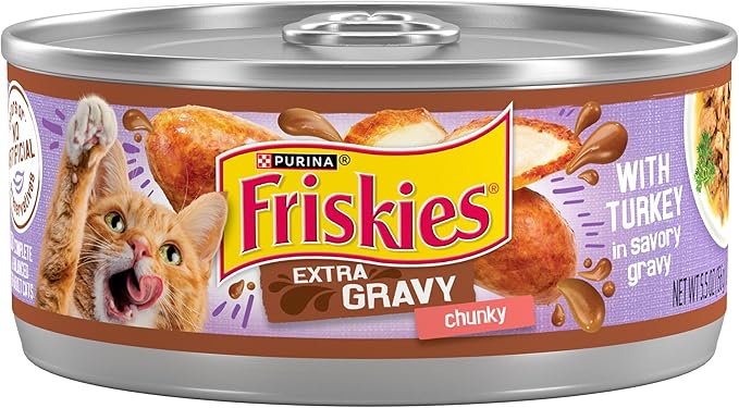 Purina Friskies Extra Gravy Wet Cat Food Chunky With Turkey in Savory Gravy - (Pack of 24) 5.5 oz. Cans