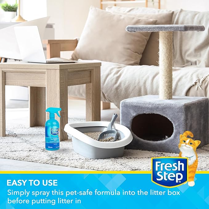 Fresh Step Cat Litter Box Odor Eliminating Spray - Odor Neutralizing Cat Deodorizer Spray for Kitty Litter Box, 24 Fl Oz