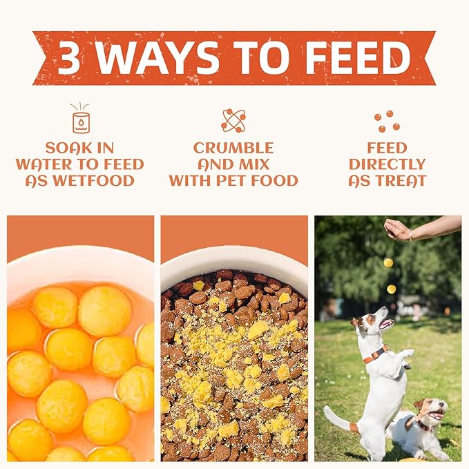 Freeze Dried Quail Egg Yolk Dog Cat Treats 3 oz - Single Ingredient, Grain Free, Gluten Free & Rawhide Free,Healthy Tasty Snacks for Training Rewards