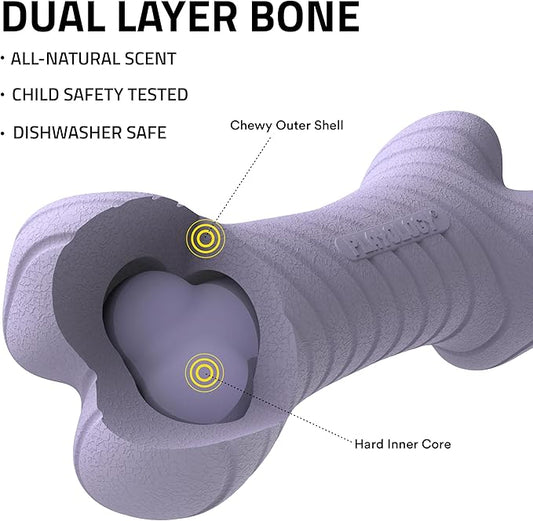 Playology Dog Toys | Dual Layer Bone Durable Chew Toy Bone for Dogs (Value 2-Pack) | Small Lamb Scented Toy - Easy to Clean and Made from Non Toxic Materials