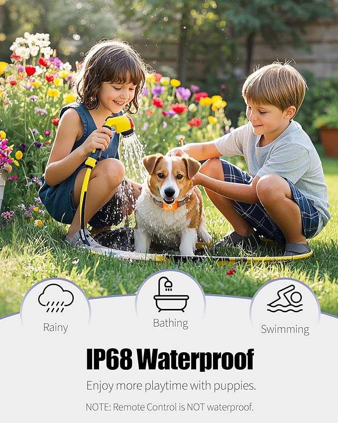 Dog Training Collar - 2600FT Dog Shock Collar with Remote Control, Beep/Vibration/Shock, Security Lock, IP68 Waterproof Rechargeable Electric Collar for All Breeds (Orange)