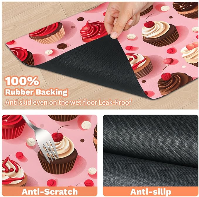 Chocolate Cake Dog Food Mat for Floors Absorbent Dog Bowl Mat for Food and Water Dispenser Quick Dry Cat Food Placemat Pet Supplies 16" x 24", Colorful Polka Dots