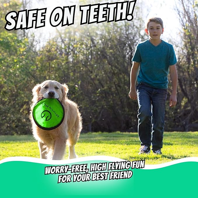 Hyper Pet Flippy Flopper Dog Frisbee Interactive Dog Toys [Flying Disc Fetch Toy Floats in Water & Safe on Teeth] (Colors Will Vary), Multicolor, 9"
