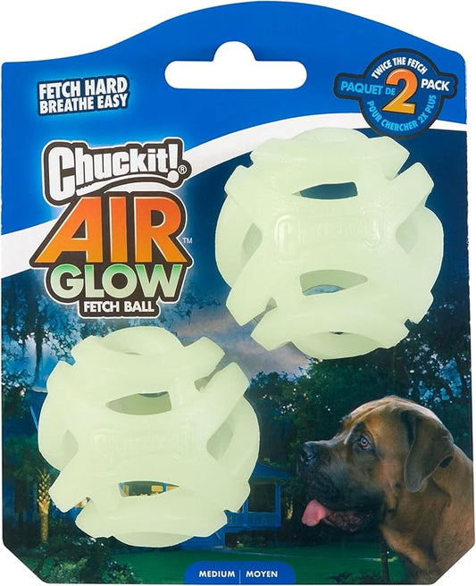 Chuckit! Air Glow Fetch Ball Dog Toy, Medium (2.5 Inch) Pack of 1, for Breeds 20-60 lbs