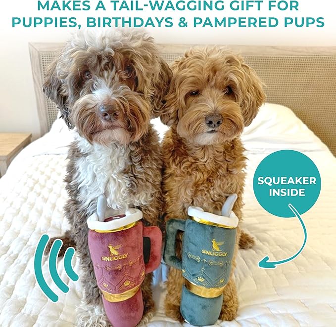 Haute Diggity Dog Snuggly Cup Plush Dog Toy for Small, Medium & Large Dogs, Interactive Funny Squeaky Toys, Soft, Durable, Machine-Washable, Safe & Cute Birthday Gift for Dogs, Green