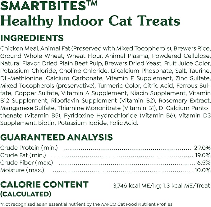Greenies Feline Smartbites,Cat Treats Healthy Recipe,Indoor Cat Treats,Chicken Flavor,4.6 oz,(Pack of 2)