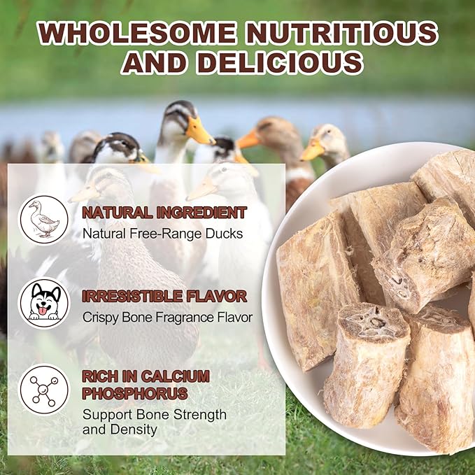 Freeze Dried Duck Necks Dog Cat Treats – High Protein Pet Snack Single Ingredient,Grain Free Dental Chews for Teeth Cleaning (13Pcs)
