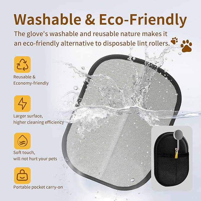 Pet Hair Removal Glove for Cats & Dogs, Electrostatic Pet Hair Gloves, Reusable Pet Hair Remover Tool, Animal Hair Remover for Furniture, Clothing, Couch, Carpet, Car Seat - 2PCS