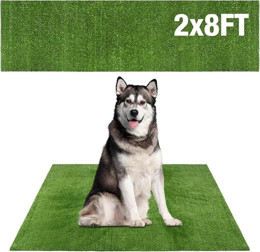 GLOBREEN Large Dog Grass Pee Pad, 2FTx8FT Artificial Grass Puppy Potty Training, Indoor Outdoor Pets Turf Balcony Patio Yard